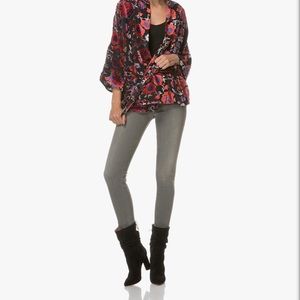 ba&sh Silk-Chiffon Kimono Dulce - Carbone